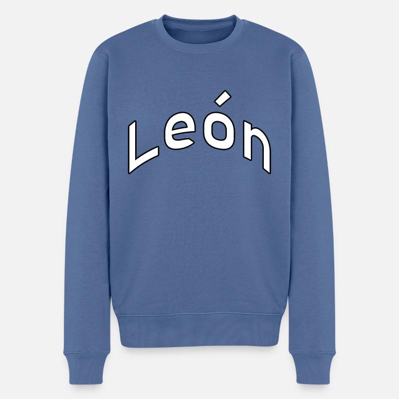 León - Männer Premium Bio Pullover - Taubenblau