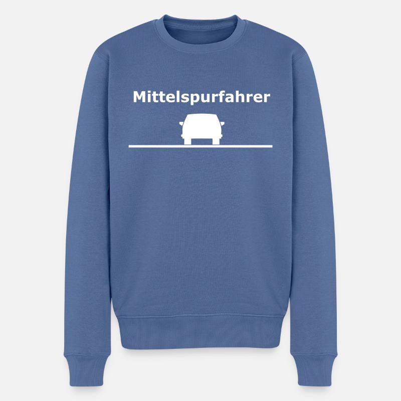 Mittelspurfahrer - Männer Premium Bio Pullover - Taubenblau