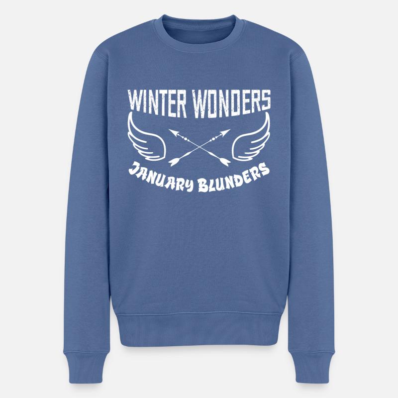 winter wonders january blunders - Pull Premium bio Homme - bleu pigeon