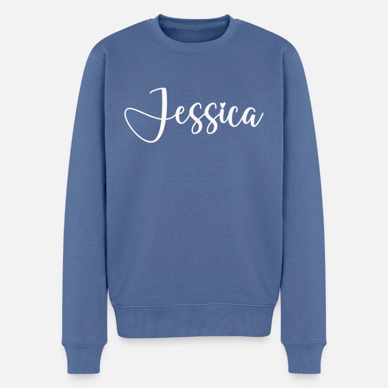jessica name - Männer Premium Bio Pullover - Taubenblau