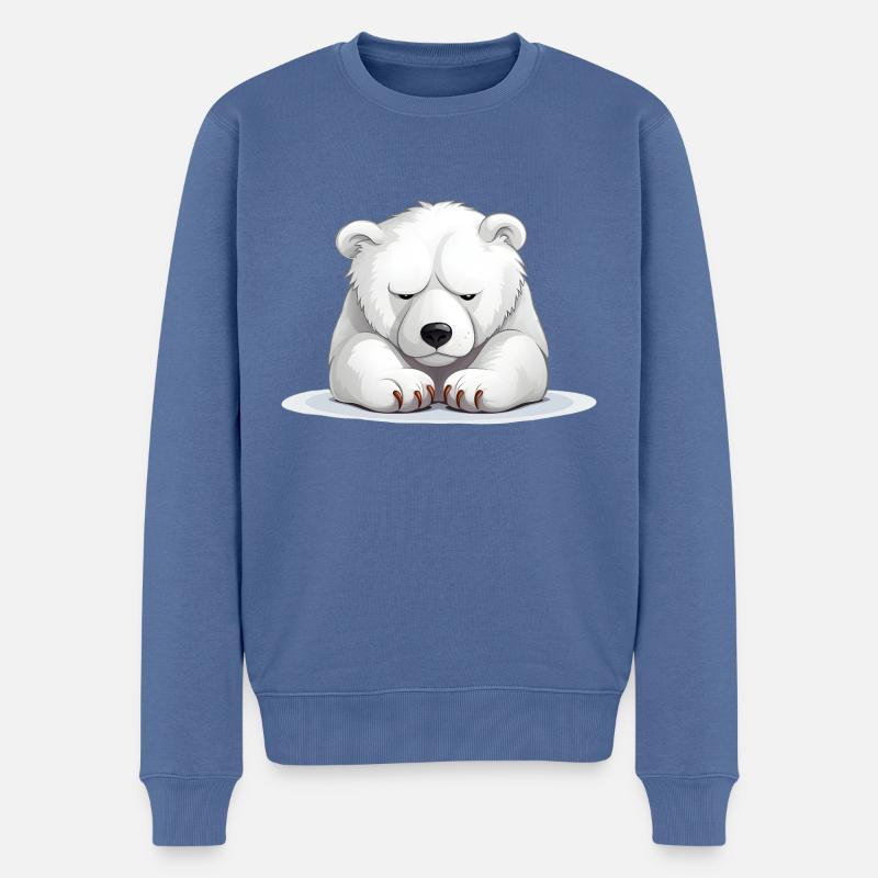 Grumpy Eisbär - Männer Premium Bio Pullover - Taubenblau
