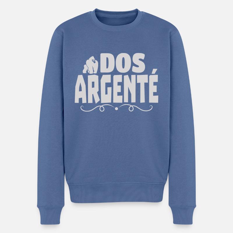 dos argenté - Pull Premium bio Homme - bleu pigeon
