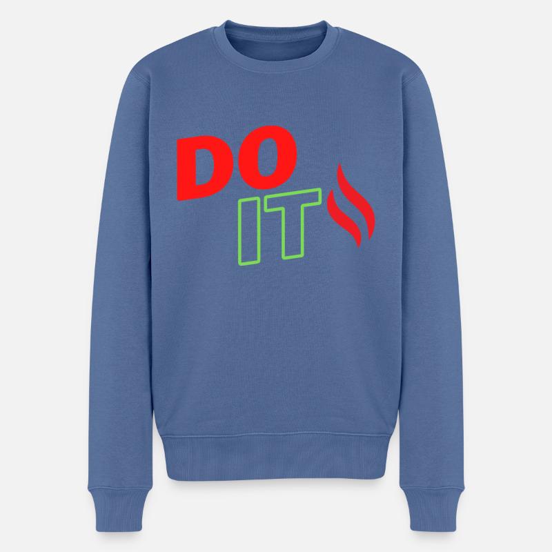 DO IT Design - Männer Premium Bio Pullover - Taubenblau