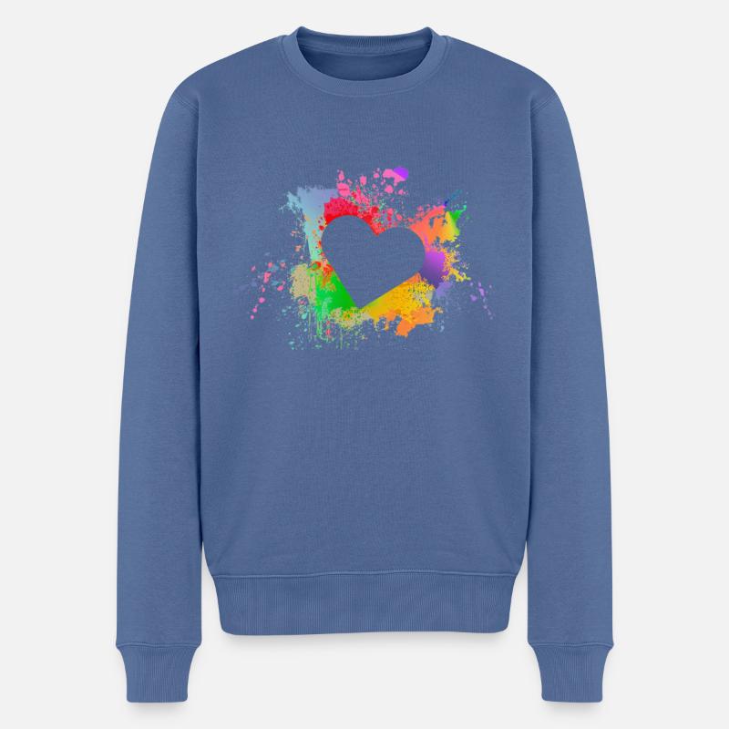 Herz - Männer Premium Bio Pullover - Taubenblau