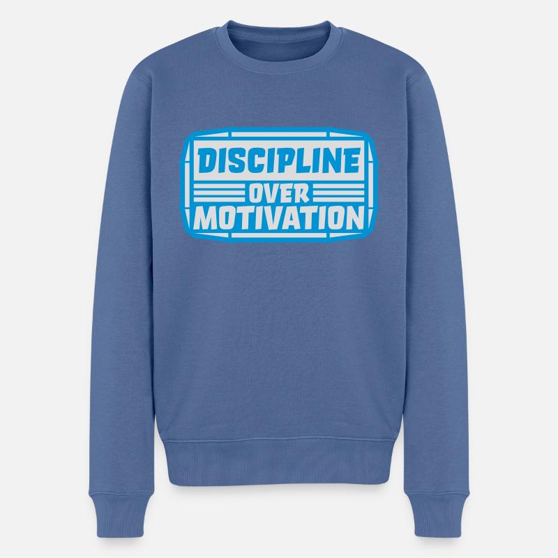 discipline over motivation Zitat - Männer Premium Bio Pullover - Taubenblau