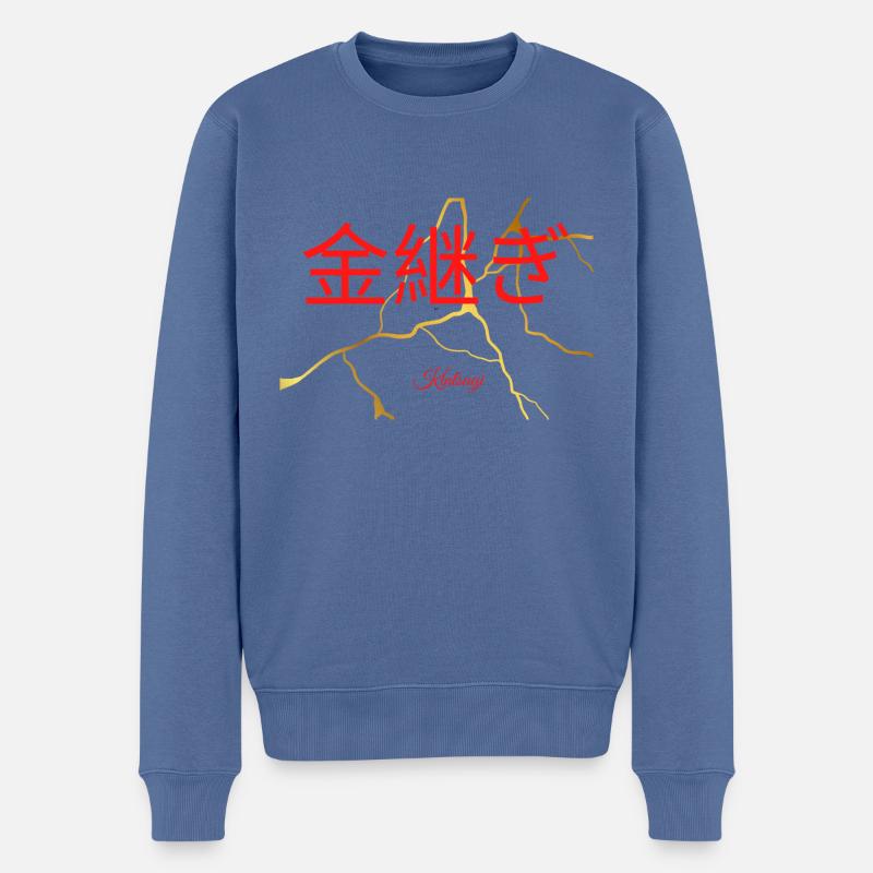 Kintsugi Rouge - Pull Premium bio Homme - bleu pigeon