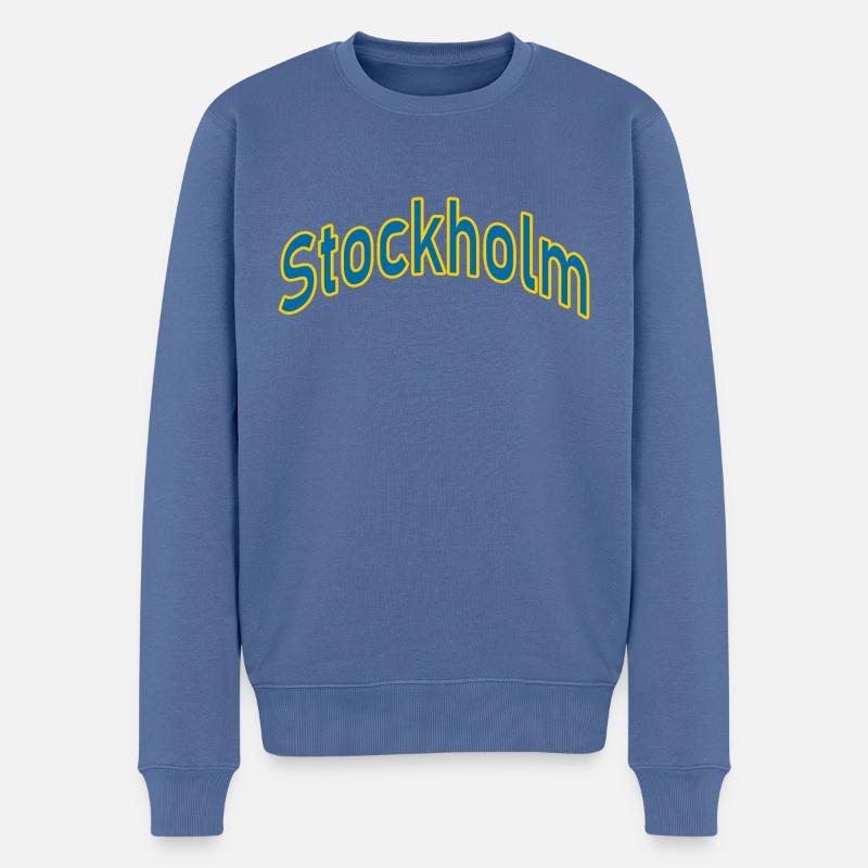 Stockholm - Männer Premium Bio Pullover - Taubenblau