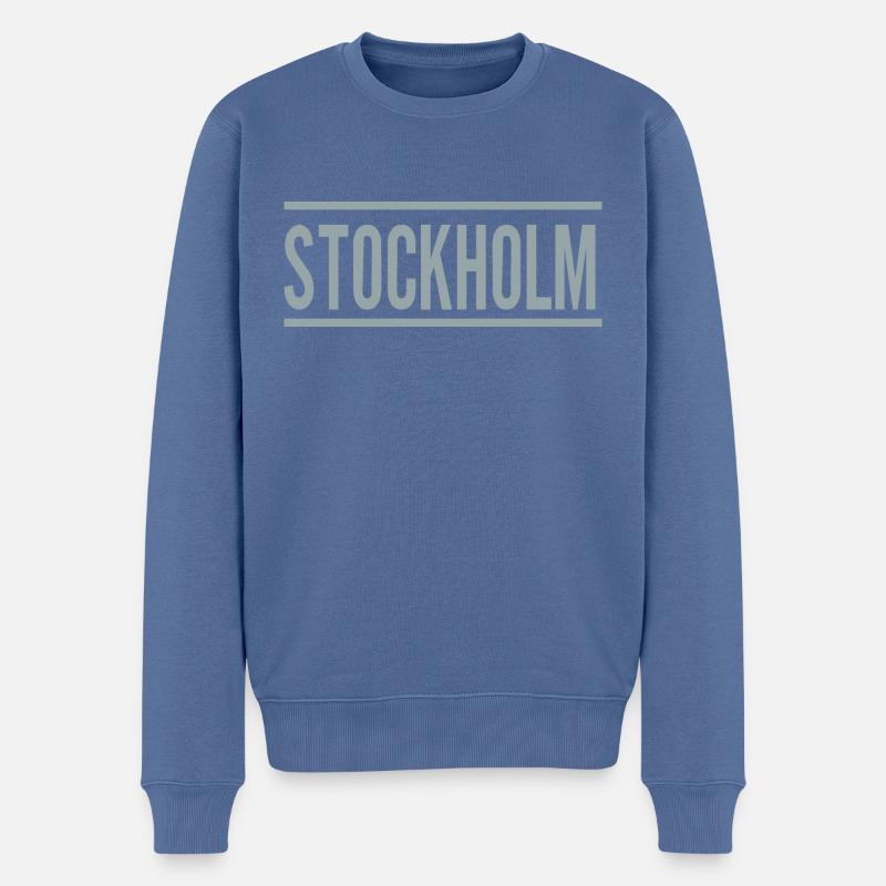 Stockholm - Männer Premium Bio Pullover - Taubenblau