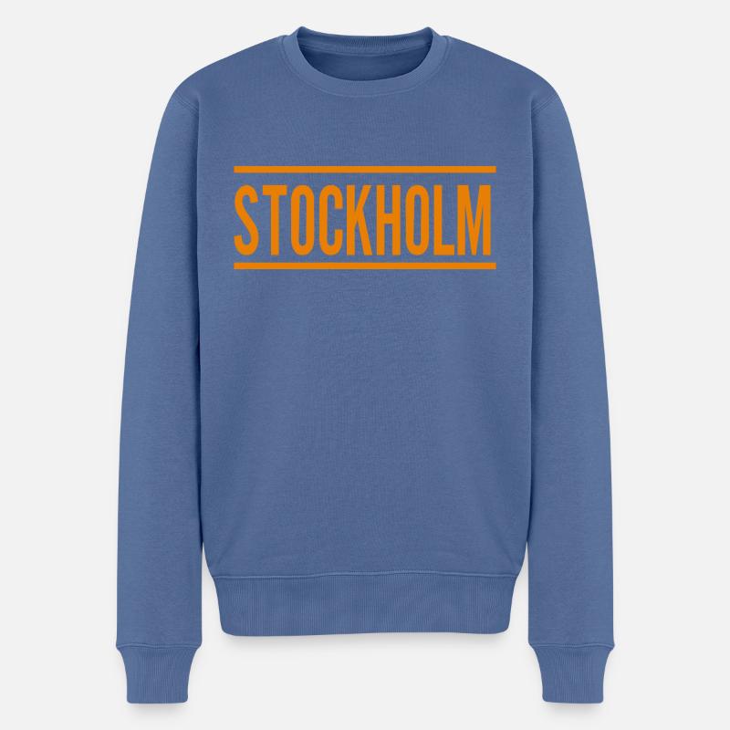 Stockholm - Männer Premium Bio Pullover - Taubenblau