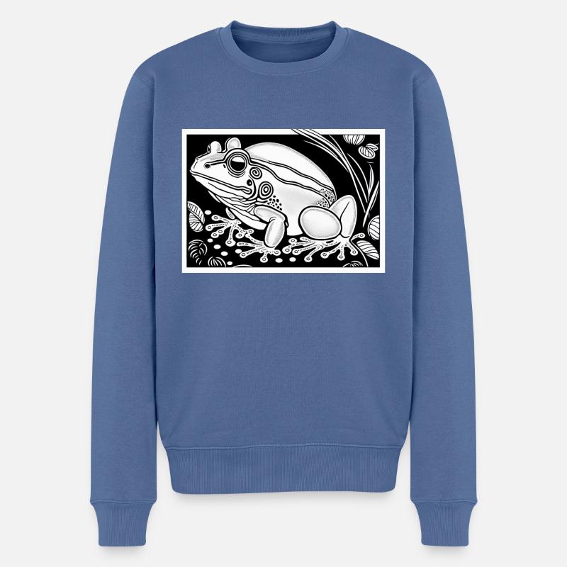 Frosch im Glück - Männer Premium Bio Pullover - Taubenblau