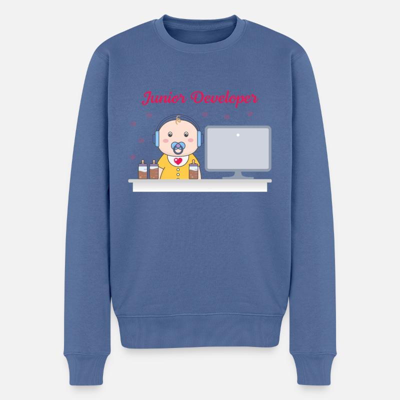 Junior Developer - Männer Premium Bio Pullover - Taubenblau