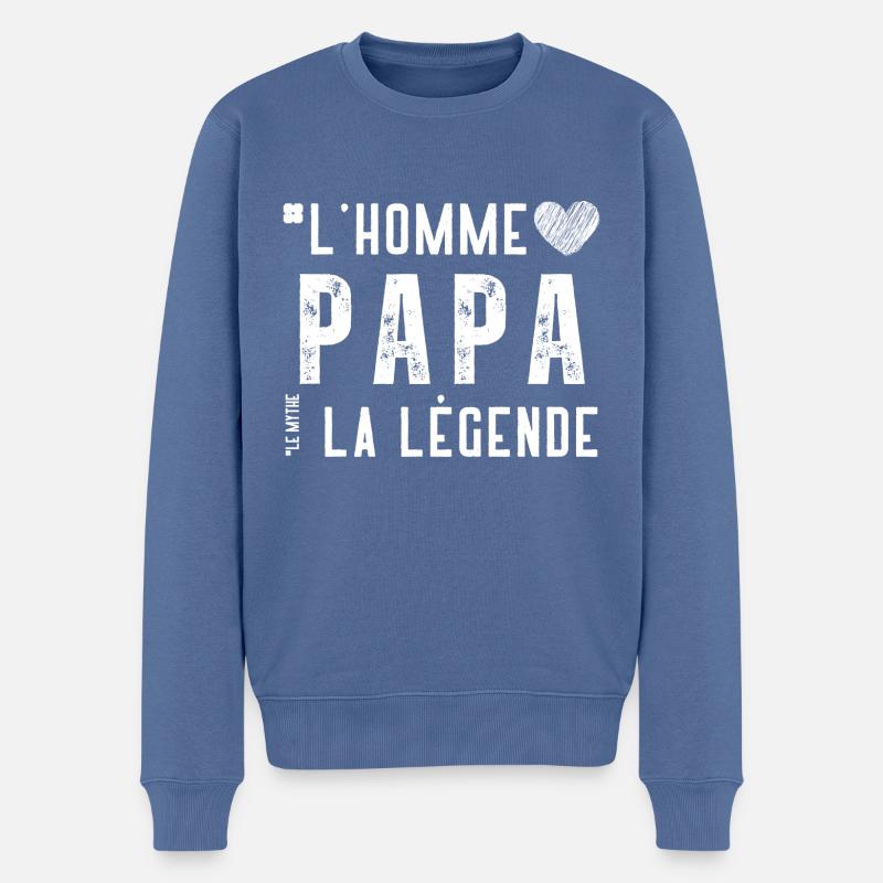 La légende Papa - Pull Premium bio Homme - bleu pigeon