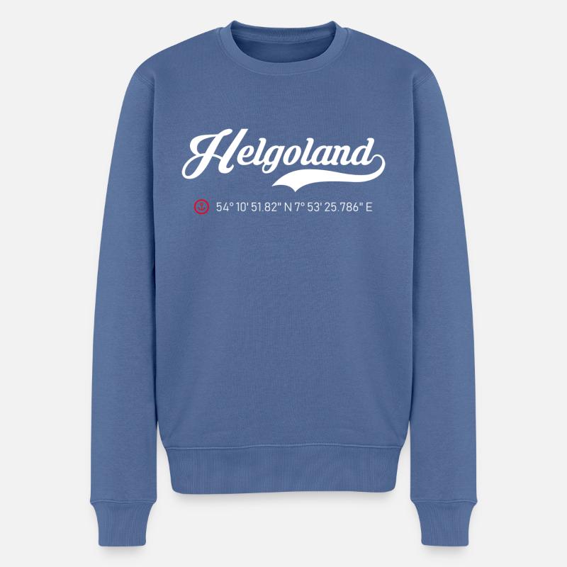 Insel Helgoland Koordinaten roter Anker - Männer Premium Bio Pullover - Taubenblau