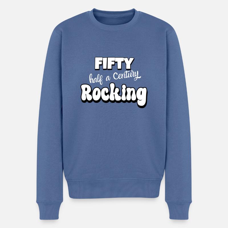 Ein halbes Jahrhundert Rocken - Männer Premium Bio Pullover - Taubenblau