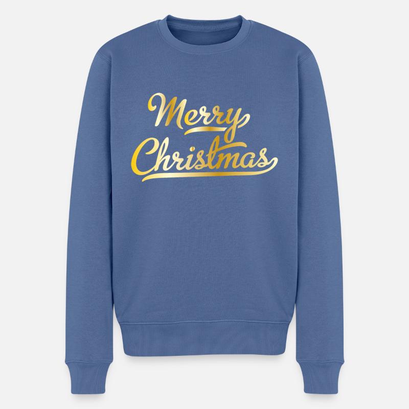 Frohe Weihnachten - Männer Premium Bio Pullover - Taubenblau