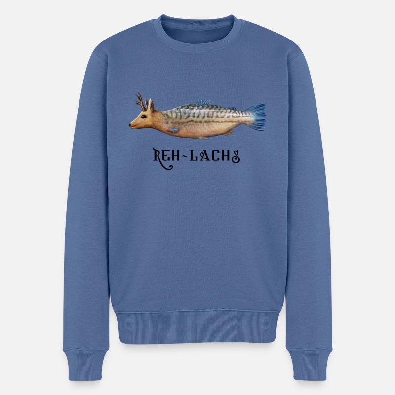 Reh-Lachs - Männer Premium Bio Pullover - Taubenblau