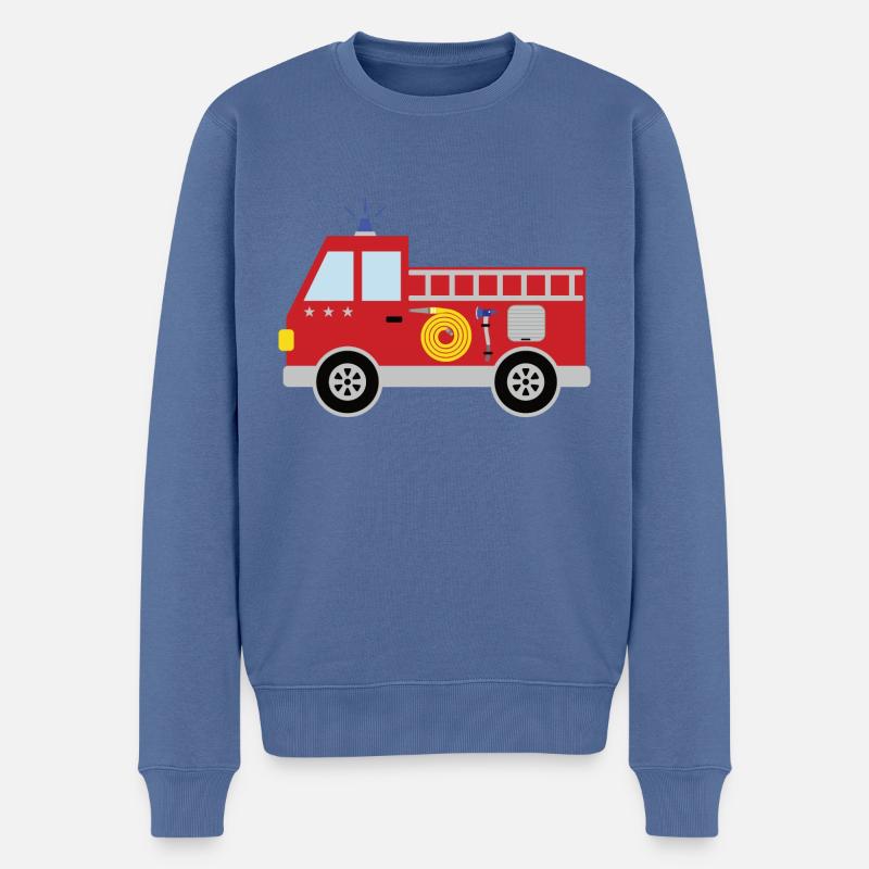Feuerwehrauto mit Sternen - Männer Premium Bio Pullover - Taubenblau