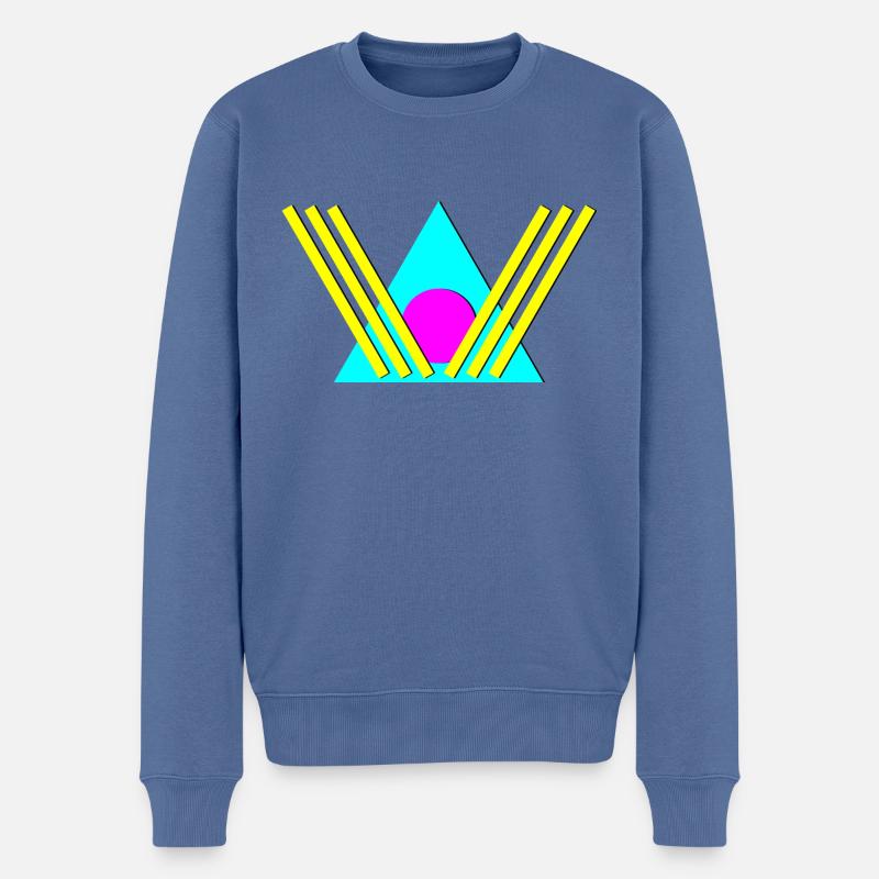 90er Geometrie 2 - Männer Premium Bio Pullover - Taubenblau