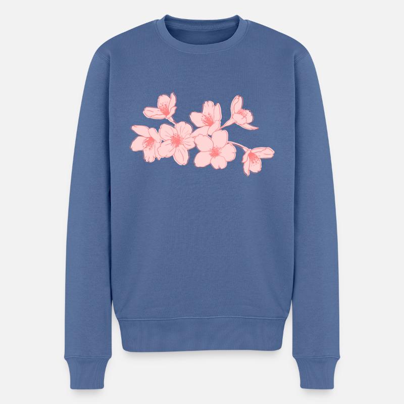 Sakura - Männer Premium Bio Pullover - Taubenblau