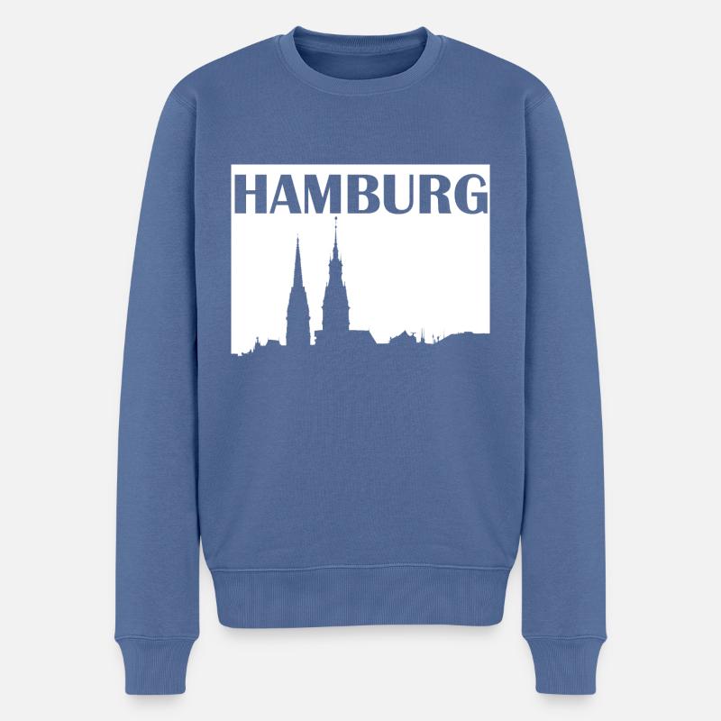 Hamburg - Männer Premium Bio Pullover - Taubenblau