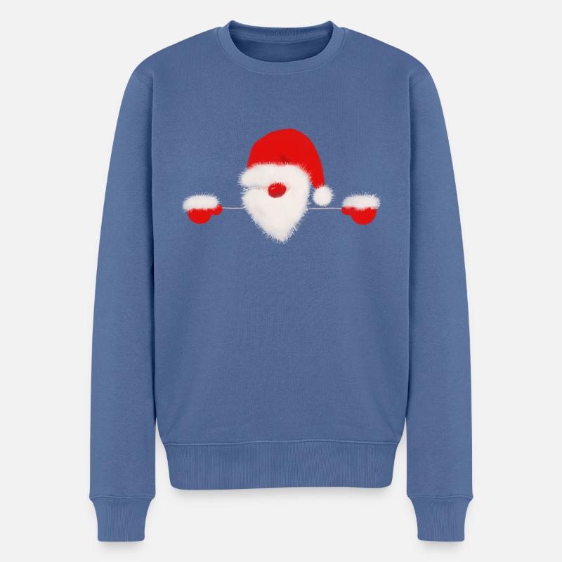 Peeping Weihnachtsmann - Männer Premium Bio Pullover - Taubenblau