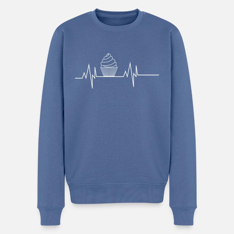 Cupcake Herzschlag - Männer Premium Bio Pullover - Taubenblau