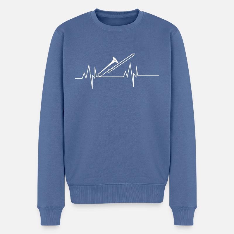 Posaunen-Herzschlag - Männer Premium Bio Pullover - Taubenblau