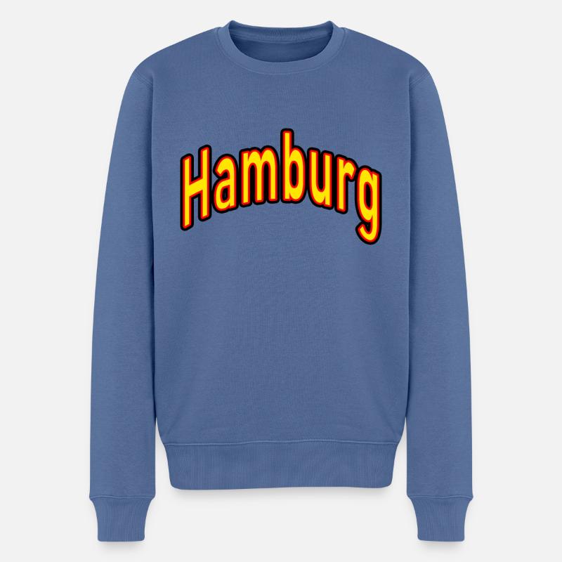 Hamburg - Männer Premium Bio Pullover - Taubenblau