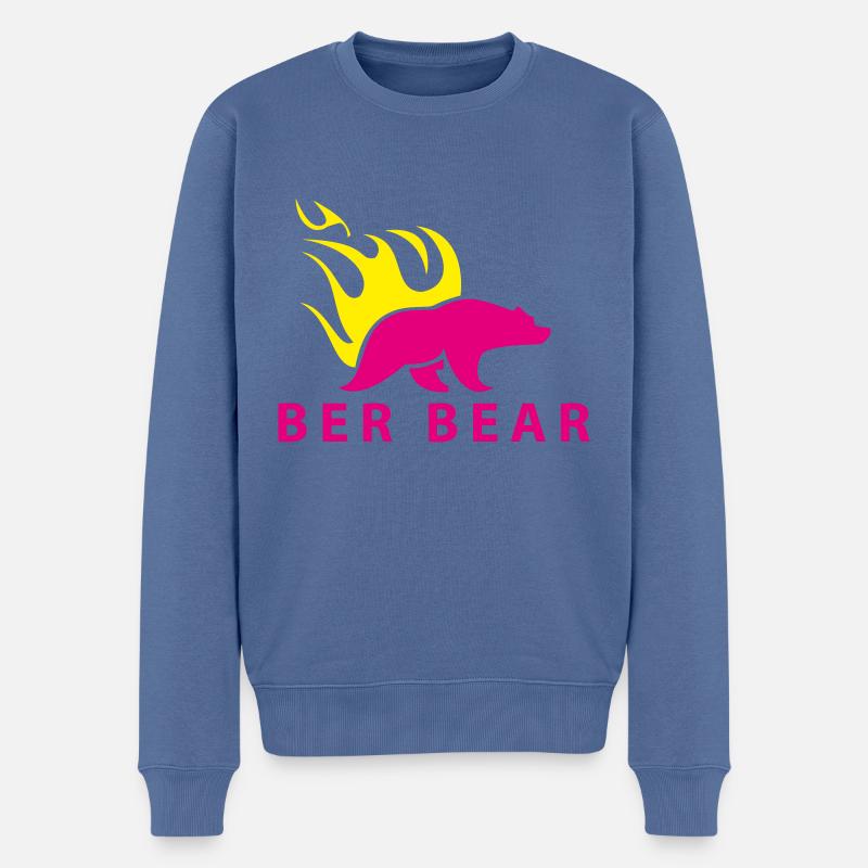 FlammenBär Rosa-Gelb - Männer Premium Bio Pullover - Taubenblau