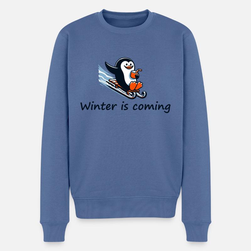 L’hiver arrive - Pull Premium bio Homme - bleu pigeon