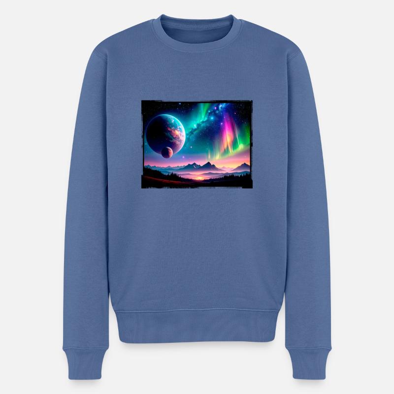 polarlichter,sterne,nacht,planeten - Männer Premium Bio Pullover - Taubenblau