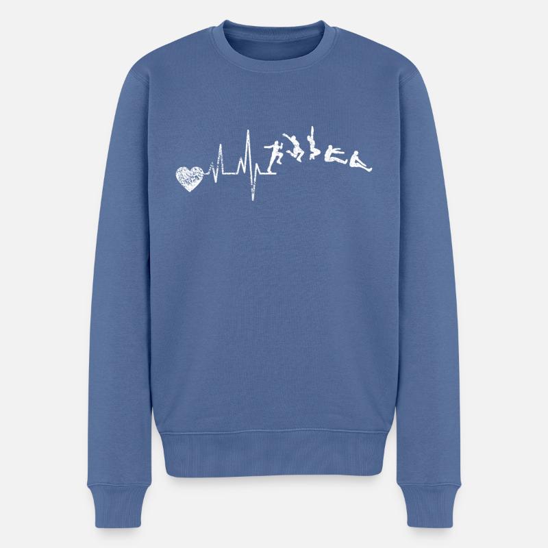 Weitsprung Weitspringer Hochsprung Dreisprung - Männer Premium Bio Pullover - Taubenblau