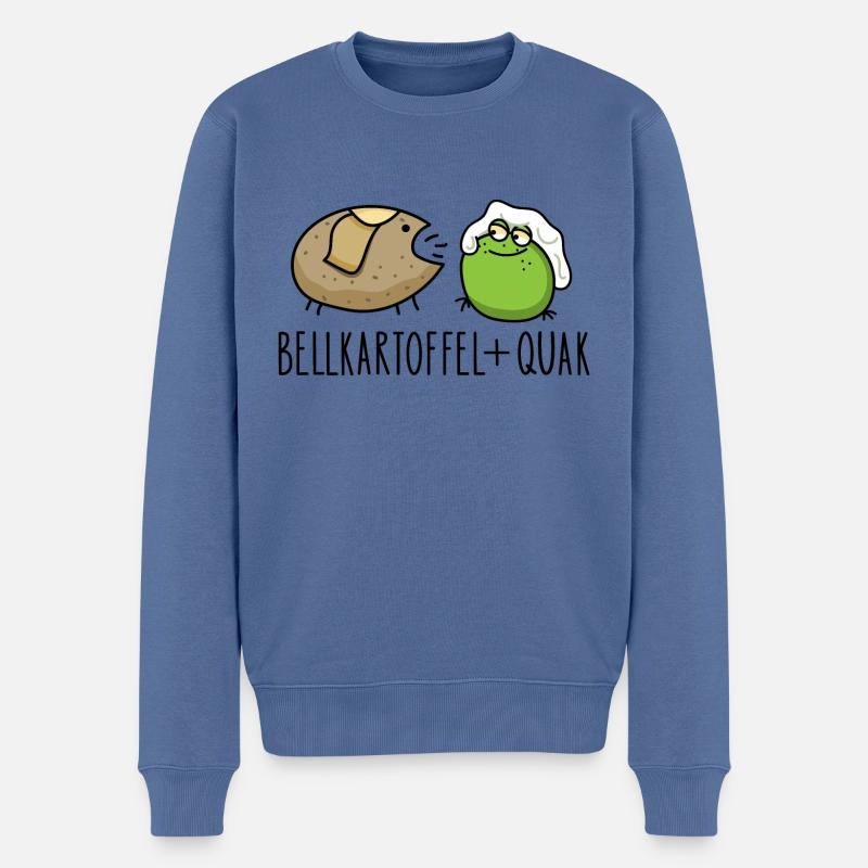 Lustige Pellkartoffel mit Quak - Männer Premium Bio Pullover - Taubenblau