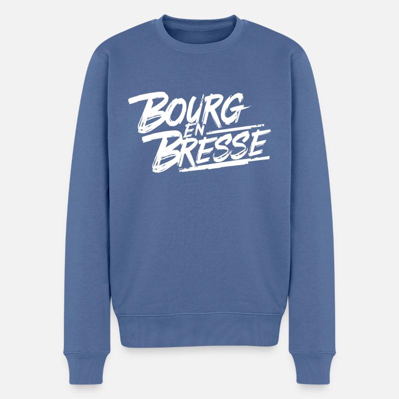 Bourg-en-Bresse - Pull Premium bio Homme - bleu pigeon