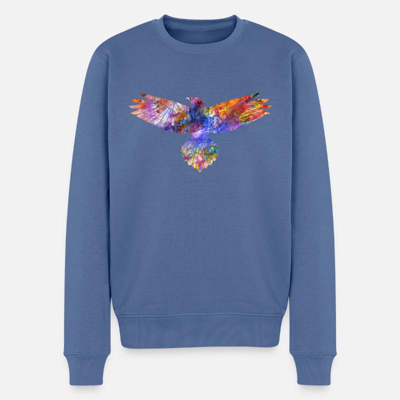 Adler abstrakt geometrische Silhouette - Männer Premium Bio Pullover - Taubenblau