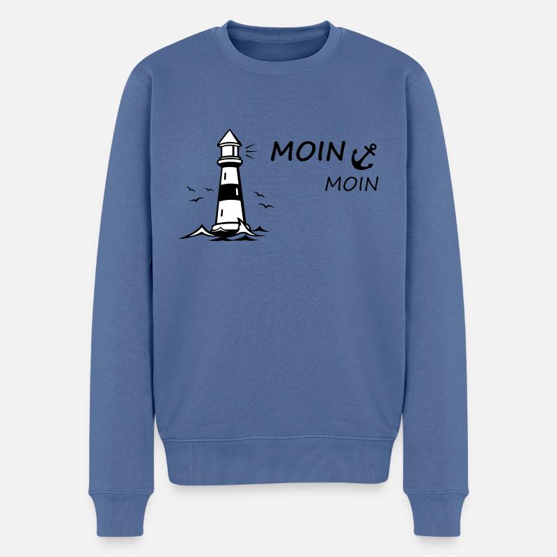 Moin Moin - Männer Premium Bio Pullover - Taubenblau