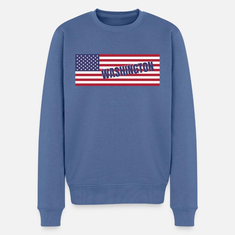 Washington DC State in amerikanischer Flagge - Männer Premium Bio Pullover - Taubenblau