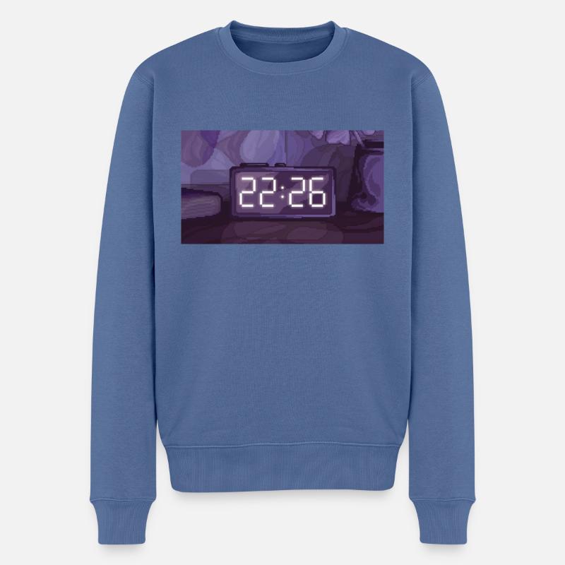 Pixel Art Time – 22:26 - Pull Premium bio Homme - bleu pigeon