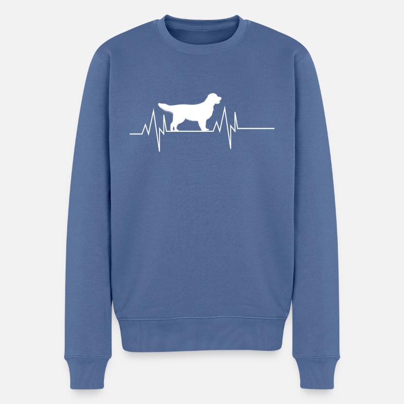 Golden Retriever Race de chien Heartbeat - Pull Premium bio Homme - bleu pigeon