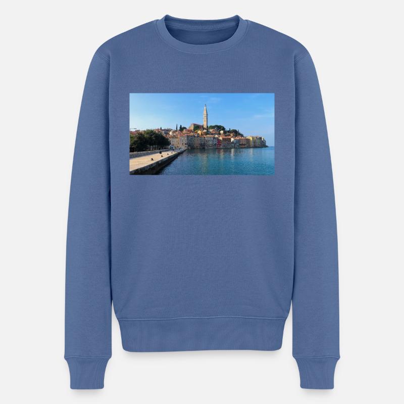 Rovinj - Männer Premium Bio Pullover - Taubenblau