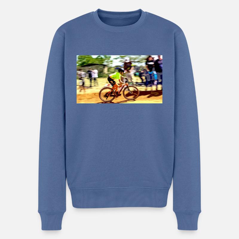 Mountainbiken bergab - Männer Premium Bio Pullover - Taubenblau