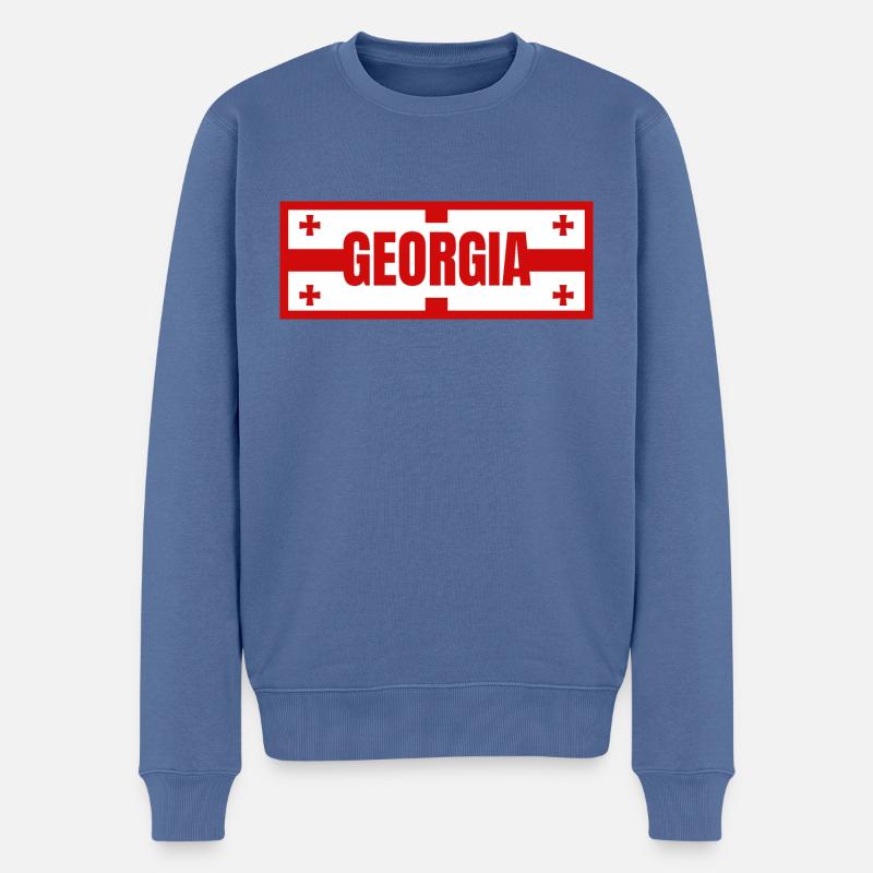 Conception du drapeau géorgien - Pull Premium bio Homme - bleu pigeon