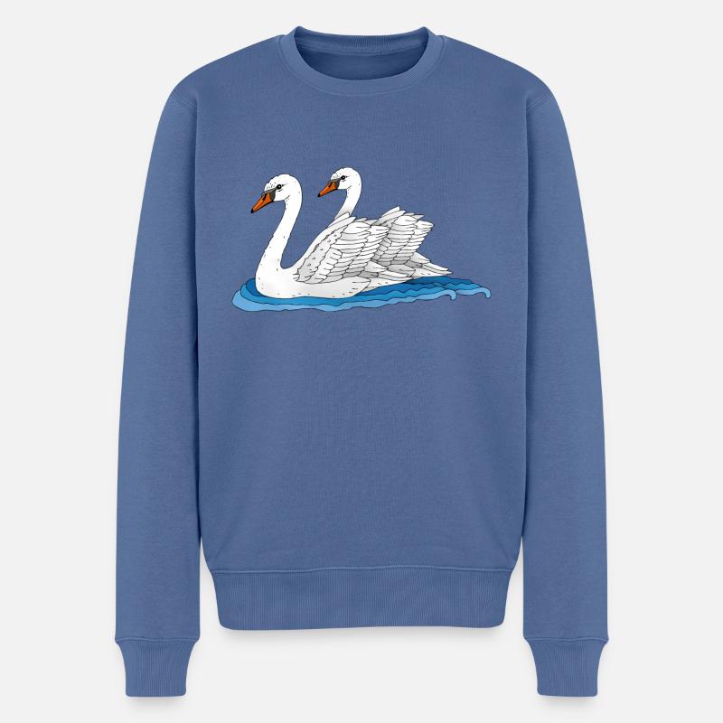 Vögel - Männer Premium Bio Pullover - Taubenblau