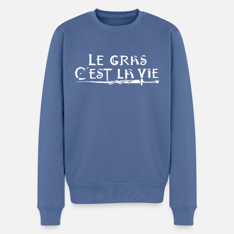 Le gras c'est la vie - Pull Premium bio Homme - bleu pigeon