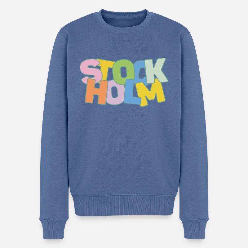 Stockholm - Männer Premium Bio Pullover - Taubenblau
