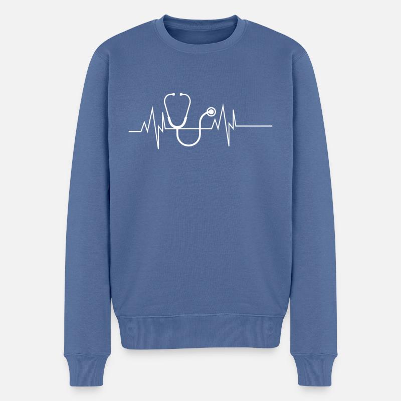 Stethoskop Herzschlag - Männer Premium Bio Pullover - Taubenblau