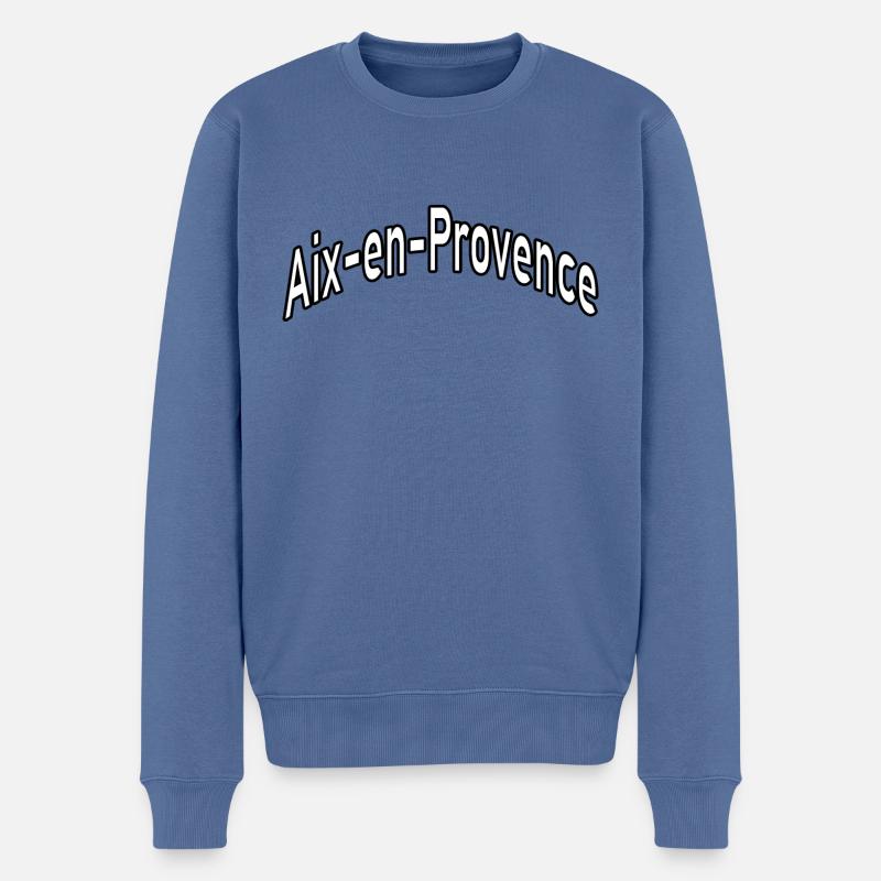 Aix en Provence - Männer Premium Bio Pullover - Taubenblau