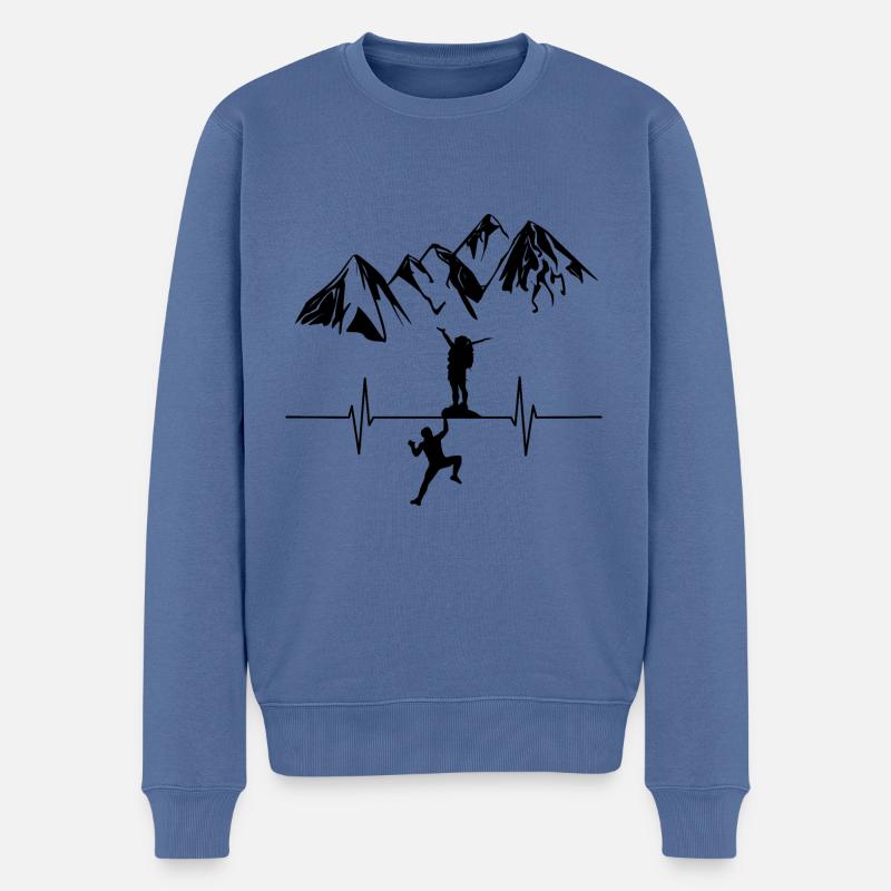 Klettern Paar - Männer Premium Bio Pullover - Taubenblau