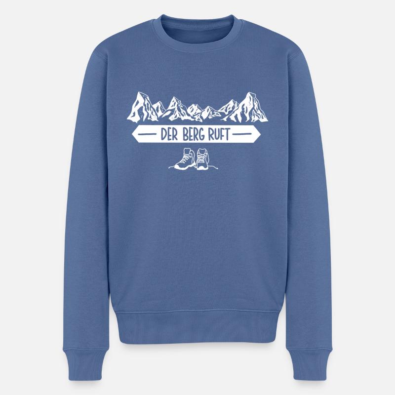 Der Berg ruft - Männer Premium Bio Pullover - Taubenblau