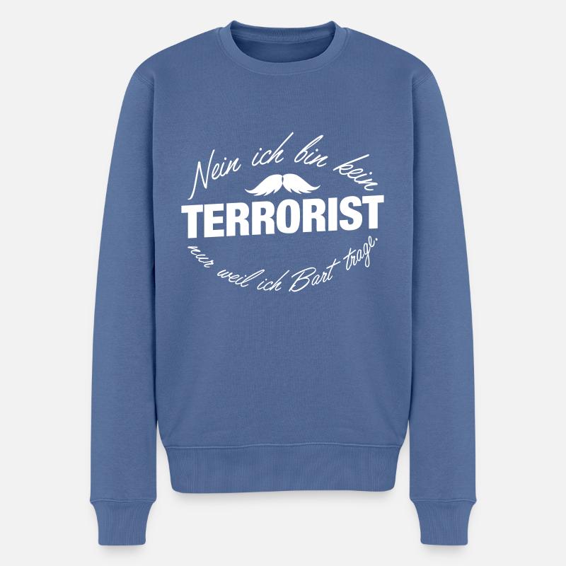 Kein Terrorist - Männer Premium Bio Pullover - Taubenblau